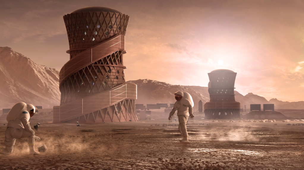 3D-printed Mars housing concept showing limited berths for housing on Mars.