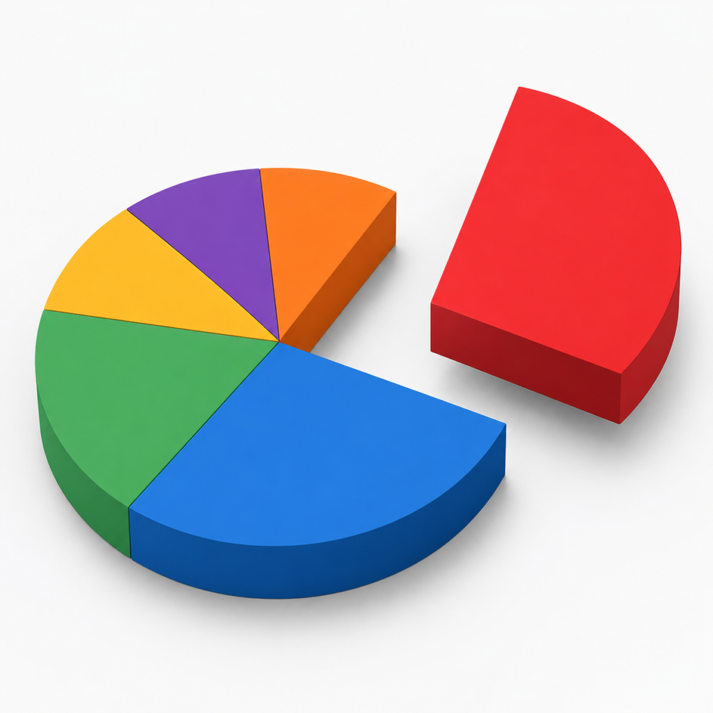 exploded misleading pie chart emphasizing one category unfairly