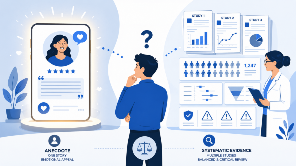 Confirmation bias examples involving medical misinformation and anecdotal health claims