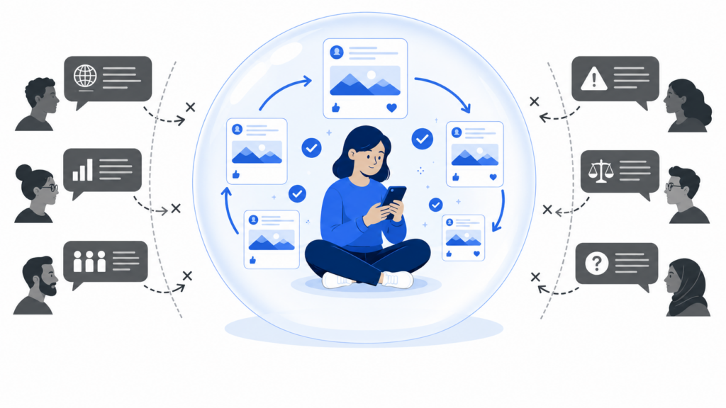 Confirmation bias examples on social media creating a personalized information bubble